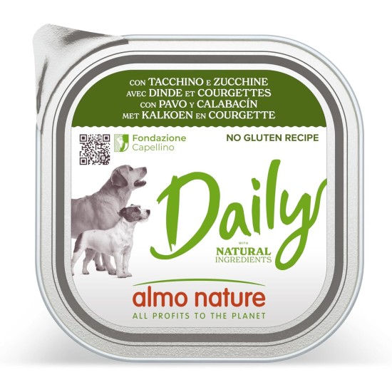 Almo Nature Daily Wet Food for Adult Dogs with Turkey and Zucchini - Pack of 2.7 kg (9 x 300 g) Almo Nature Daily Wet Food for Adult Dogs with Turkey and Zucchini - Pack of 2.7 kg (9 x 300 g)