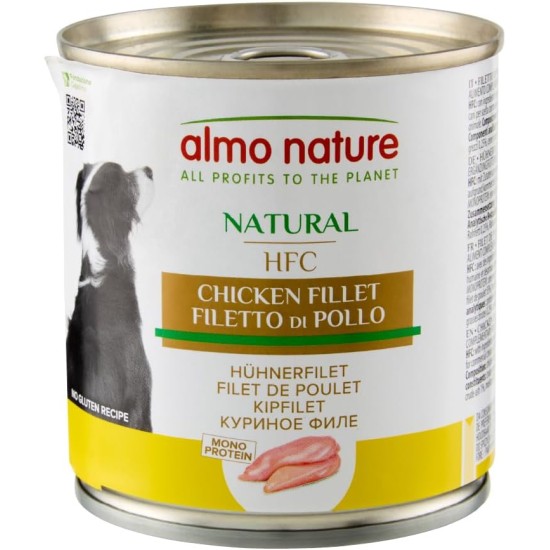 Almo Nature HFC Natural Chicken Fillet- Wet Dog Food (Pack of 12 x 280g tins)