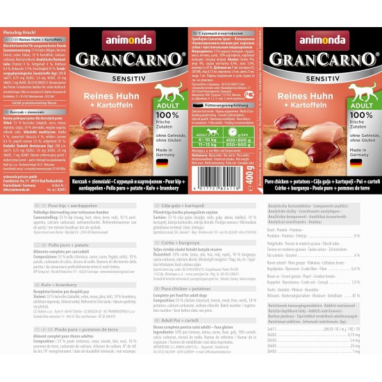 Animonda Gran Carno Adult Sensitive Wet Food for Adult Dogs, Pack of 6 Animonda Gran Carno Adult Sensitive Wet Food for Adult Dogs, Pack of 6