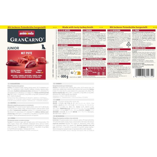 Animonda Gran Carno Junior Dog Food, Wet Food for Dogs in Growth, Pack of 6, Beef & Chicken Animonda Gran Carno Junior Dog Food, Wet Food for Dogs in Growth, Pack of 6, Beef & Chicken