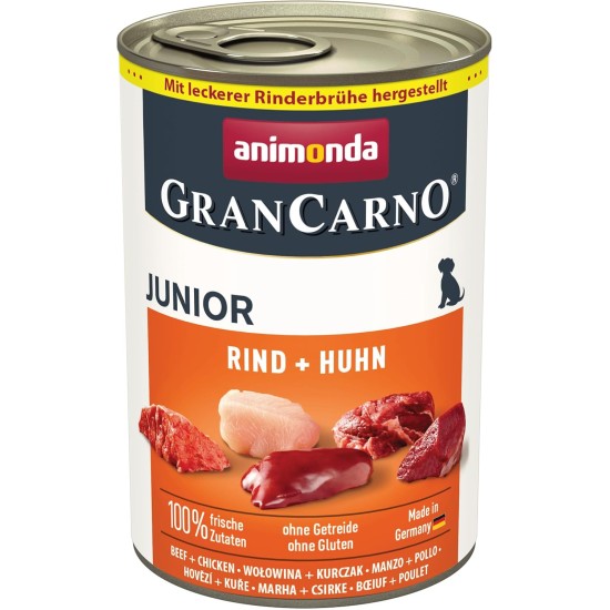 Animonda Gran Carno Junior Dog Food, Wet Food for Dogs in Growth, Pack of 6, Beef & Chicken Animonda Gran Carno Junior Dog Food, Wet Food for Dogs in Growth, Pack of 6, Beef & Chicken