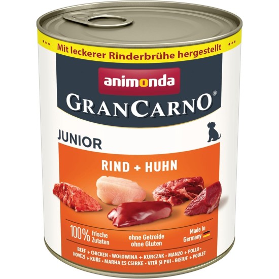 Animonda Gran Carno Junior Dog Food, Wet Food for Dogs in Growth, Pack of 6, Beef & Chicken Animonda Gran Carno Junior Dog Food, Wet Food for Dogs in Growth, Pack of 6, Beef & Chicken