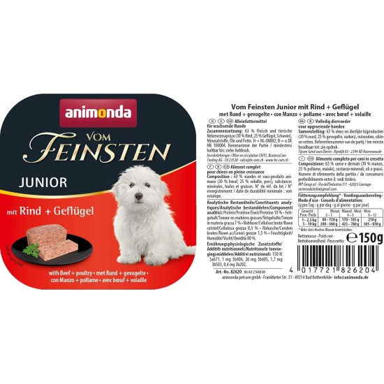 Animonda vom Feinsten Junior Dog Food, Wet Food for Growing Dogs Animonda vom Feinsten Junior Dog Food, Wet Food for Growing Dogs