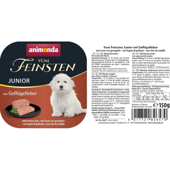 Animonda vom Feinsten Junior Dog Food, Wet Food for Growing Dogs Animonda vom Feinsten Junior Dog Food, Wet Food for Growing Dogs