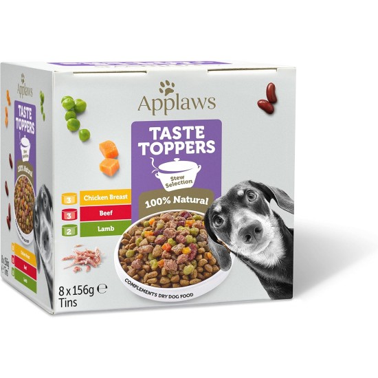 Applaws Premium Natural Wet Food for Dogs, Grain-Free Chicken, Beef, Lamb Selection with Vegetables in Stew, 8 x 156 g Tin Applaws Premium Natural Wet Food for Dogs, Grain-Free Chicken, Beef, Lamb Selection with Vegetables in Stew, 8 x 156 g Tin