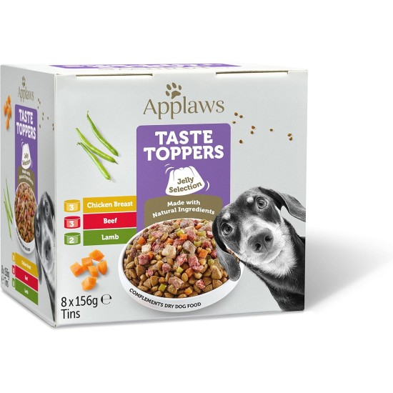 Applaws Premium Natural Wet Food for Dogs, Grain-Free Chicken, Beef and Lamb in Jelly, 8 x 156 g Tin Applaws Premium Natural Wet Food for Dogs, Grain-Free Chicken, Beef and Lamb in Jelly, 8 x 156 g Tin