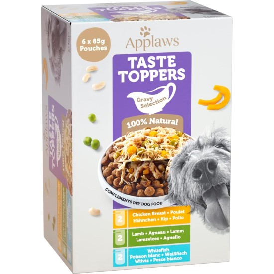 Applaws Premium Natural Wet Food for Dogs, Grain-Free Selection of Chicken and Fish in Sauce, Food Topping for Dogs 6 x 85 g Pack Applaws Premium Natural Wet Food for Dogs, Grain-Free Selection of Chicken and Fish in Sauce, Food Topping for Dogs 6 x 85 g Pack