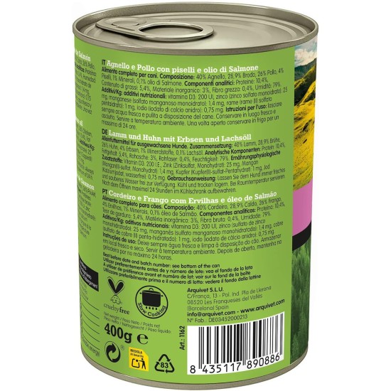 Arquivet Wet Food for Adult Dogs, Lamb and Chicken, Not Applicable, 400 g (Pack of 1) Arquivet Wet Food for Adult Dogs, Lamb and Chicken, Not Applicable, 400 g (Pack of 1)