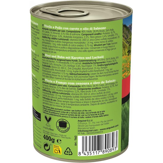 Arquivet Wet Food for Adult Dogs, Lamb and Chicken, Not Applicable, 400 g (Pack of 1) Arquivet Wet Food for Adult Dogs, Lamb and Chicken, Not Applicable, 400 g (Pack of 1)