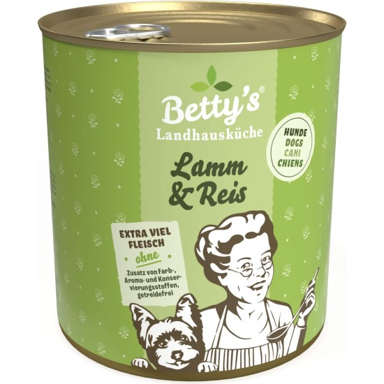 Betty's Country House Kitchen Dog Lamb & Rice 6 x 800 g Suitable for All Dog Breeds High Organic Availability We Pay Attention to Best Quality Betty's Country House Kitchen Dog Lamb & Rice 6 x 800 g Suitable for All Dog Breeds High Organic Availability We Pay Attention to Best Quality