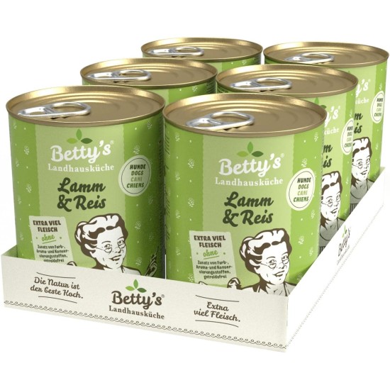 Betty's Country House Kitchen Dog Lamb & Rice 6 x 800 g Suitable for All Dog Breeds High Organic Availability We Pay Attention to Best Quality Betty's Country House Kitchen Dog Lamb & Rice 6 x 800 g Suitable for All Dog Breeds High Organic Availability We Pay Attention to Best Quality