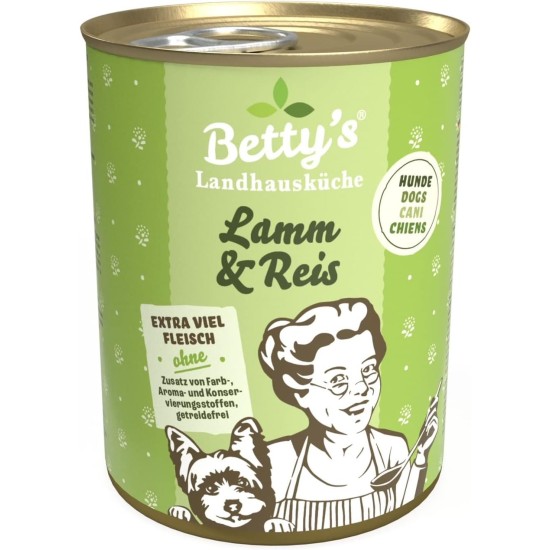 Betty's Country House Kitchen Dog Lamb & Rice 6 x 800 g Suitable for All Dog Breeds High Organic Availability We Pay Attention to Best Quality Betty's Country House Kitchen Dog Lamb & Rice 6 x 800 g Suitable for All Dog Breeds High Organic Availability We Pay Attention to Best Quality
