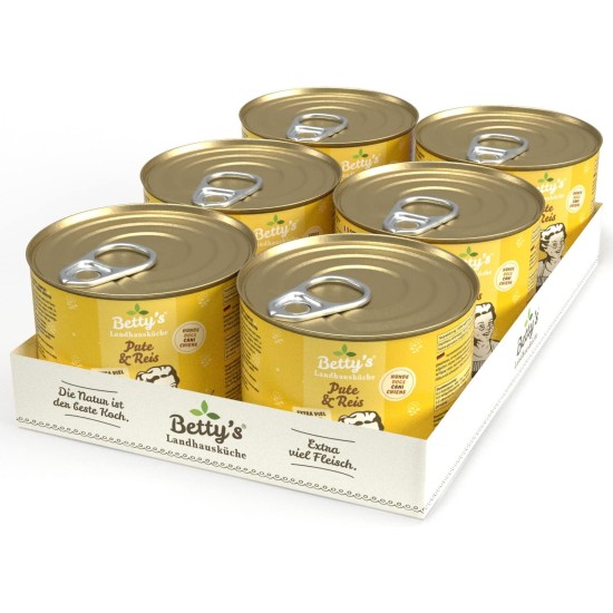 Betty's Country House Kitchen Dog Lamb & Rice 6 x 800 g Suitable for All Dog Breeds High Organic Availability We Pay Attention to Best Quality Betty's Country House Kitchen Dog Lamb & Rice 6 x 800 g Suitable for All Dog Breeds High Organic Availability We Pay Attention to Best Quality