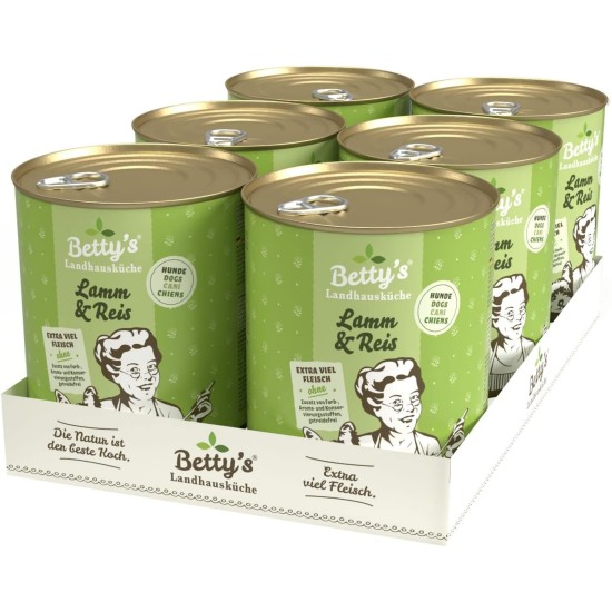 Betty's Country House Kitchen Dog Lamb & Rice 6 x 800 g Suitable for All Dog Breeds High Organic Availability We Pay Attention to Best Quality Betty's Country House Kitchen Dog Lamb & Rice 6 x 800 g Suitable for All Dog Breeds High Organic Availability We Pay Attention to Best Quality