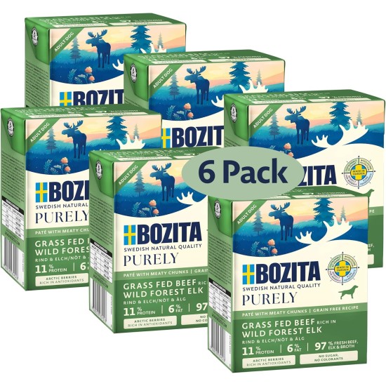 Bozita Purely Paté Adult Elk - 370 g - Grain-Free Wet Food in a Tin for Dogs - With 11% Protein & 6% Fat - For All Dog Sizes & Activity Levels - No Sugar & Artificial Additives Bozita Purely Paté Adult Elk - 370 g - Grain-Free Wet Food in a Tin for Dogs - With 11% Protein & 6% Fat - For All Dog Sizes & Activity Levels - No Sugar & Artificial Additives