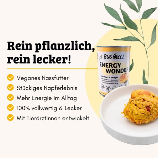 BugBell 400 g Wet Food, Vegetable & Whole Food, Low Purine, Bowl Experience with Jackfruit, for Active Dogs, Banana & Chia & L-Carnitine as Energy Supplier, Made in Germany BugBell 400 g Wet Food, Vegetable & Whole Food, Low Purine, Bowl Experience with Jackfruit, for Active Dogs, Banana & Chia & L-Carnitine as Energy Supplier, Made in Germany