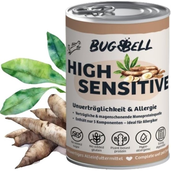 BugBell 400 g Wet Food, Vegetable & Whole Food, Low Purine, Bowl Experience with Jackfruit, for Active Dogs, Banana & Chia & L-Carnitine as Energy Supplier, Made in Germany BugBell 400 g Wet Food, Vegetable & Whole Food, Low Purine, Bowl Experience with Jackfruit, for Active Dogs, Banana & Chia & L-Carnitine as Energy Supplier, Made in Germany