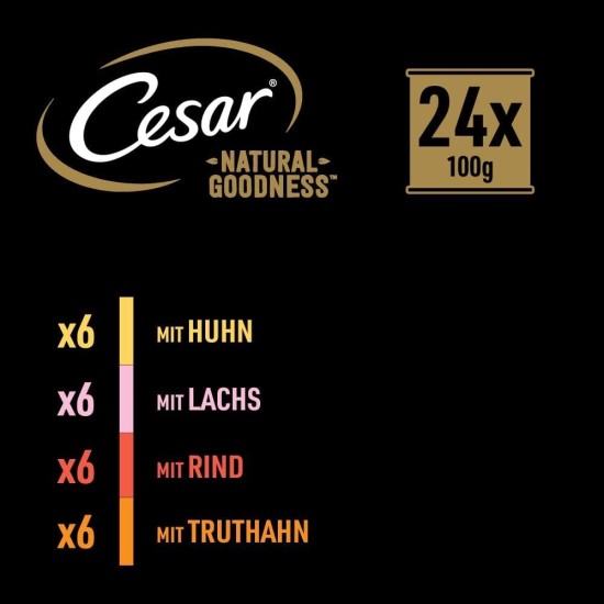 CESAR® NATURAL GOODNESS™ Schale Multipack Mega-Pack Casserole in Sauce Getreidefrei mit Superfoods 4 Varietäten 24 x 100g CESAR® NATURAL GOODNESS™ Schale Multipack Mega-Pack Casserole in Sauce Getreidefrei mit Superfoods 4 Varietäten 24 x 100g
