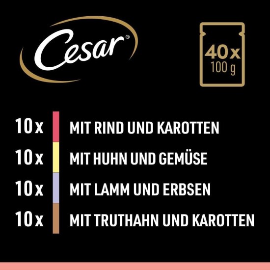 CESAR® Portionsbeutel Multipack Mega Pack Selektion in Sauce 4 Varietäten 40x100g CESAR® Portionsbeutel Multipack Mega Pack Selektion in Sauce 4 Varietäten 40x100g