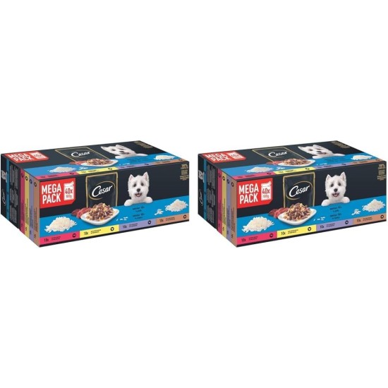 CESAR® Portionsbeutel Multipack Mega Pack Senior 10+ in Gelee 4 Varietäten 40x100g CESAR® Portionsbeutel Multipack Mega Pack Senior 10+ in Gelee 4 Varietäten 40x100g