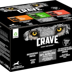 CRAVE Adult Dog Food Wet without Grain - 6 x 400 g Cans - Premium Wet Food for Dogs in 3 Different Varieties - with 100% Natural Protein