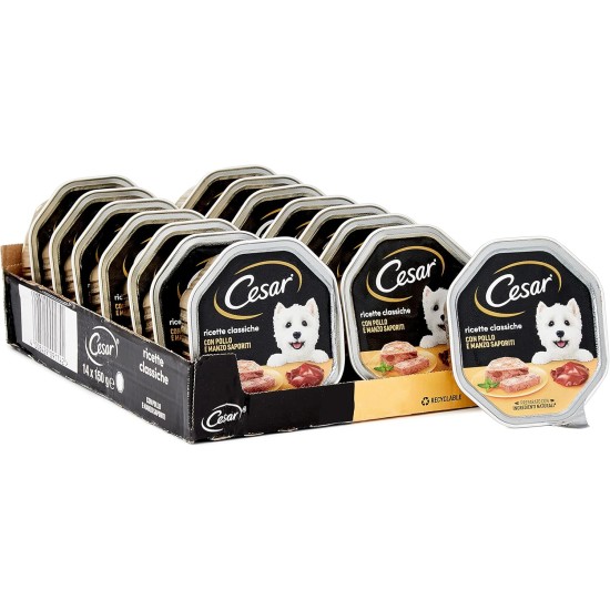 Cesar Classic Recipes Dog Food with Delicious Chicken and Beef 150g 14 Bowls Cesar Classic Recipes Dog Food with Delicious Chicken and Beef 150g 14 Bowls