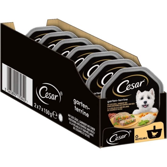Cesar Dog Food Wet Food Garden Variety with Poultry, Vegetables and Rice, 14 Bowls (14 x 150 g) Cesar Dog Food Wet Food Garden Variety with Poultry, Vegetables and Rice, 14 Bowls (14 x 150 g)