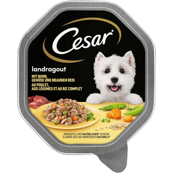 Cesar Dog Food Wet Food Recommendation of the Chef with Lightly Grilled Chicken Pieces, Natural Rice and Vegetables in Sauce, 14 Bowls (14 x 150 g) Cesar Dog Food Wet Food Recommendation of the Chef with Lightly Grilled Chicken Pieces, Natural Rice and Vegetables in Sauce, 14 Bowls (14 x 150 g)