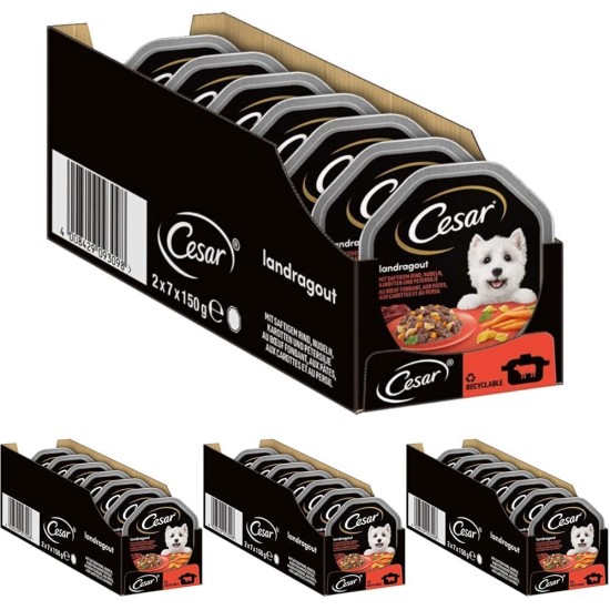 Cesar Dog Food Wet Food Recommendation of the Chef with Lightly Grilled Chicken Pieces, Natural Rice and Vegetables in Sauce, 14 Bowls (14 x 150 g) Cesar Dog Food Wet Food Recommendation of the Chef with Lightly Grilled Chicken Pieces, Natural Rice and Vegetables in Sauce, 14 Bowls (14 x 150 g)