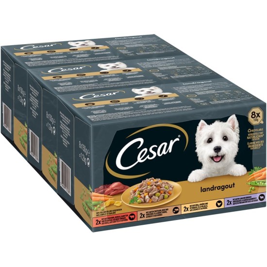 Cesar Dog Wet Food, Country Kitchen with Poultry and Vegetables in Delicious Sauce Cesar Dog Wet Food, Country Kitchen with Poultry and Vegetables in Delicious Sauce