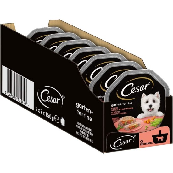 Cesar Junior Wet Dog Food for Puppies and Young Dogs <1 Year with Turkey & Veal in Pate, 14 Bowls (14 x 150 g), 2100 g Cesar Junior Wet Dog Food for Puppies and Young Dogs <1 Year with Turkey & Veal in Pate, 14 Bowls (14 x 150 g), 2100 g