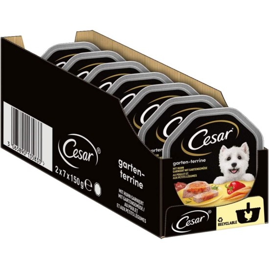 Cesar Junior Wet Dog Food for Puppies and Young Dogs <1 Year with Turkey & Veal in Pate, 14 Bowls (14 x 150 g), 2100 g Cesar Junior Wet Dog Food for Puppies and Young Dogs <1 Year with Turkey & Veal in Pate, 14 Bowls (14 x 150 g), 2100 g