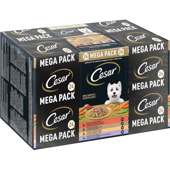 Cesar Megapack Landragout - Dog Food in Bowl - 4 Varieties in Multipack - 24 x 150 g Cesar Megapack Landragout - Dog Food in Bowl - 4 Varieties in Multipack - 24 x 150 g