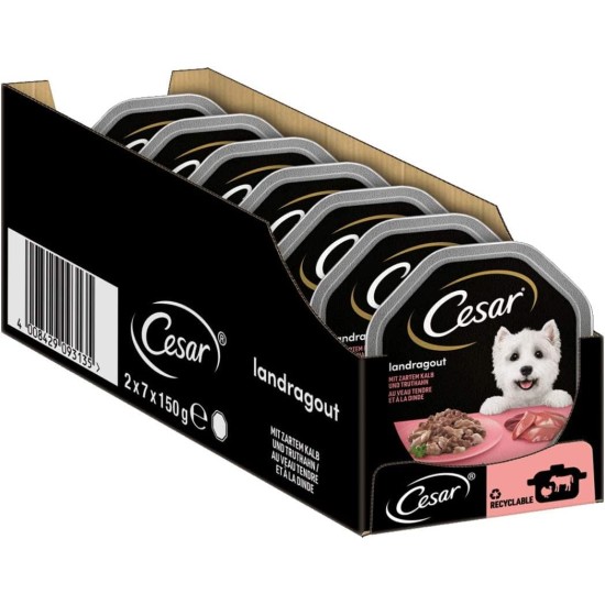 Cesar Megapack Landragout - Dog Food in Bowl - 4 Varieties in Multipack - 24 x 150 g Cesar Megapack Landragout - Dog Food in Bowl - 4 Varieties in Multipack - 24 x 150 g