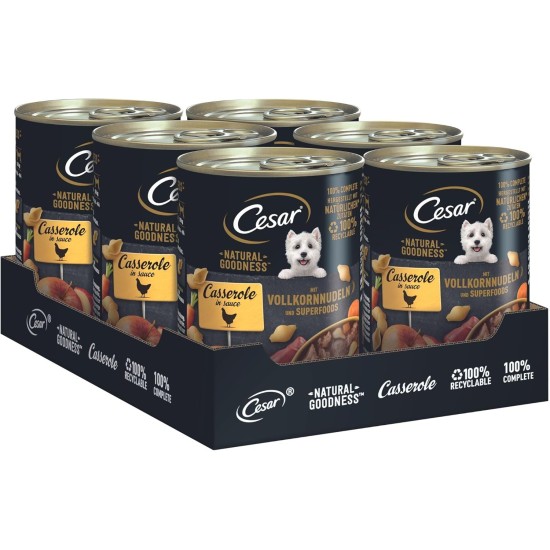 Cesar NATURAL GOODNESS Premium Dog Wet Food in Casserole in Sauce with Chicken and Superfoods 6 x 400 g Cesar NATURAL GOODNESS Premium Dog Wet Food in Casserole in Sauce with Chicken and Superfoods 6 x 400 g