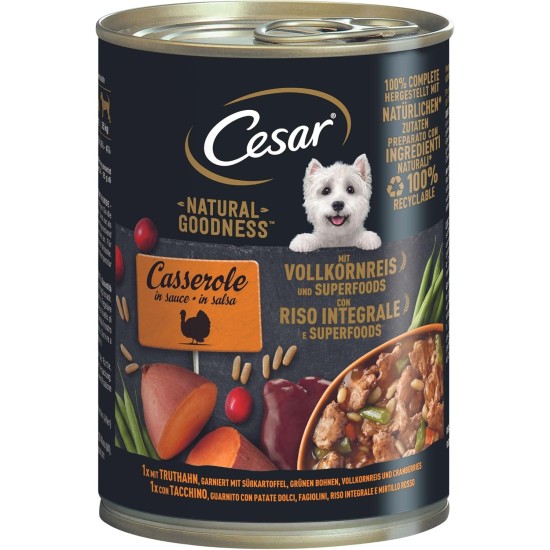 Cesar NATURAL GOODNESS Premium Dog Wet Food in Casserole in Sauce with Chicken and Superfoods 6 x 400 g Cesar NATURAL GOODNESS Premium Dog Wet Food in Casserole in Sauce with Chicken and Superfoods 6 x 400 g
