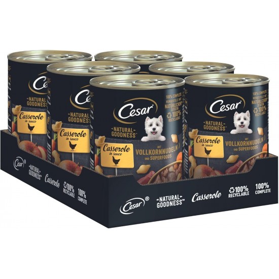 Cesar Natural Goodness Premium Wet Dog Food in Casserole in Sauce with Chicken and Superfoods 6 x 400 g