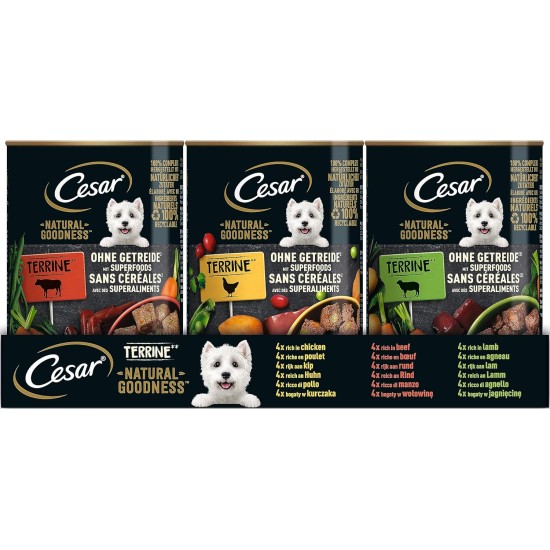Cesar Natural Goodness in Loaf 12 x 400 g Cans, Adult Premium Wet Dog Food, Mixed Selection, Non Applicable Cesar Natural Goodness in Loaf 12 x 400 g Cans, Adult Premium Wet Dog Food, Mixed Selection, Non Applicable
