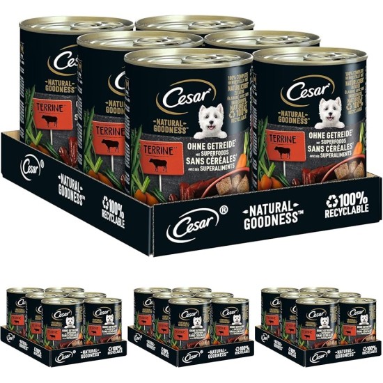 Cesar Natural Goodness in Loaf 12 x 400 g Cans, Adult Premium Wet Dog Food, Mixed Selection, Non Applicable Cesar Natural Goodness in Loaf 12 x 400 g Cans, Adult Premium Wet Dog Food, Mixed Selection, Non Applicable