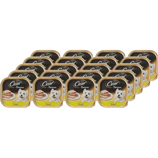 Cesar Pack of 20 Terrine Chicken Dog Food Containers 300 g. Cesar Pack of 20 Terrine Chicken Dog Food Containers 300 g.