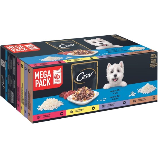 Cesar Senior 10+ Wet Dog Food with Delicate Chicken and Rice in Jelly, 14 Bowls (14 x 150 g) Cesar Senior 10+ Wet Dog Food with Delicate Chicken and Rice in Jelly, 14 Bowls (14 x 150 g)