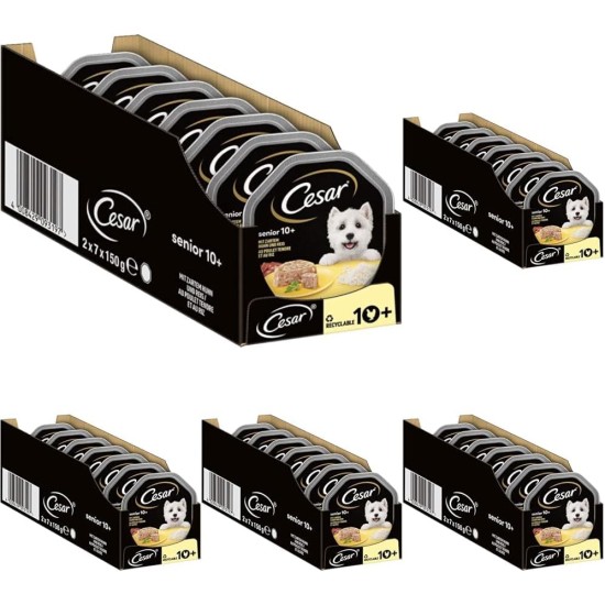 Cesar Senior 10+ Wet Dog Food with Delicate Chicken and Rice in Jelly, 14 Bowls (14 x 150 g) Cesar Senior 10+ Wet Dog Food with Delicate Chicken and Rice in Jelly, 14 Bowls (14 x 150 g)
