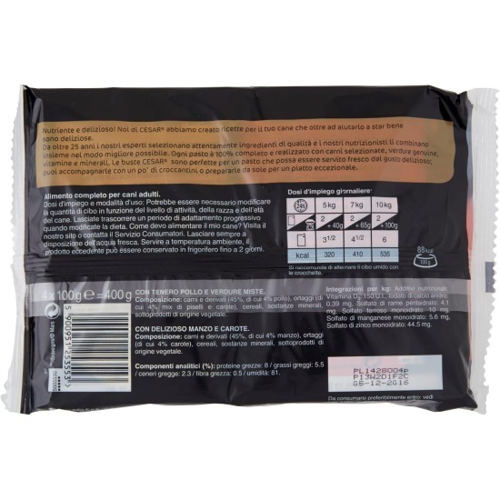 Cesar Wet Dog Food Selection of Classics in Pate Multipack (3 x 8 Cups x 150 g) Cesar Wet Dog Food Selection of Classics in Pate Multipack (3 x 8 Cups x 150 g)