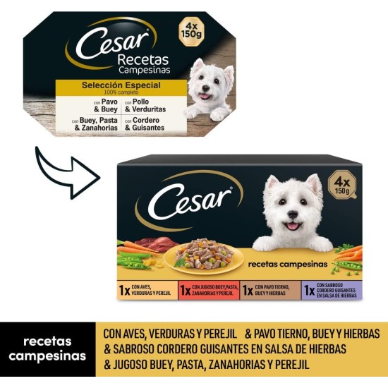 Cesar Wet Dog Food Selection of Classics in Pate Multipack (3 x 8 Cups x 150 g) Cesar Wet Dog Food Selection of Classics in Pate Multipack (3 x 8 Cups x 150 g)