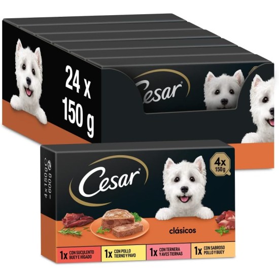 Cesar Wet Dog Food Selection of Classics in Pate Multipack (3 x 8 Cups x 150 g) Cesar Wet Dog Food Selection of Classics in Pate Multipack (3 x 8 Cups x 150 g)