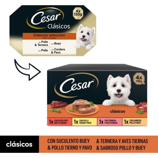 Cesar Wet Dog Food Selection of Classics in Pate Multipack (3 x 8 Cups x 150 g) Cesar Wet Dog Food Selection of Classics in Pate Multipack (3 x 8 Cups x 150 g)