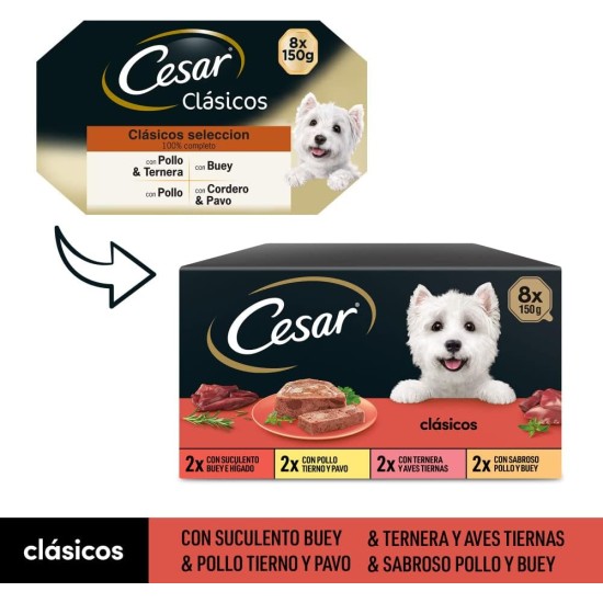 Cesar Wet Dog Food Selection of Classics in Pate Multipack (3 x 8 Cups x 150 g) Cesar Wet Dog Food Selection of Classics in Pate Multipack (3 x 8 Cups x 150 g)