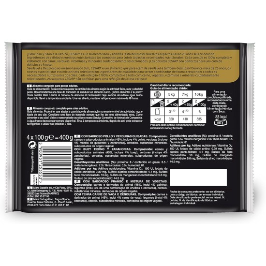 Cesar Wet Dog Food Selection of Classics in Pate Multipack (3 x 8 Cups x 150 g) Cesar Wet Dog Food Selection of Classics in Pate Multipack (3 x 8 Cups x 150 g)