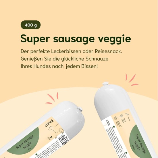Chōmi Dog Super Sausage Fresh Chicken & Veggie Pack of 8 | (200 g x 8) Dog Food | Wet Food for Dogs | Chicken Sausage for Dogs | Adult | Grain-Free and Preservative Free | with Algae | Barf Chōmi Dog Super Sausage Fresh Chicken & Veggie Pack of 8 | (200 g x 8) Dog Food | Wet Food for Dogs | Chicken Sausage for Dogs | Adult | Grain-Free and Preservative Free | with Algae | Barf