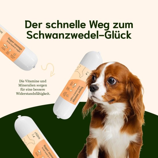 Chōmi Dog Super Sausage Fresh Chicken & Veggie Pack of 8 (400 g x 8) Dog Food Wet Food for Dogs Chicken Sausage for Dogs Adult Grain-Free and Preservative Free with Algae Barf Chōmi Dog Super Sausage Fresh Chicken & Veggie Pack of 8 (400 g x 8) Dog Food Wet Food for Dogs Chicken Sausage for Dogs Adult Grain-Free and Preservative Free with Algae Barf